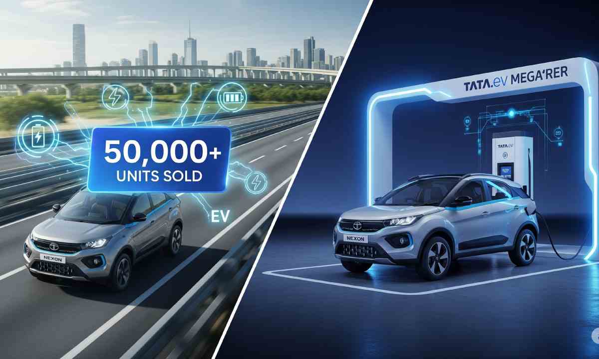 Nexon EV milestone on one side, charging future on other