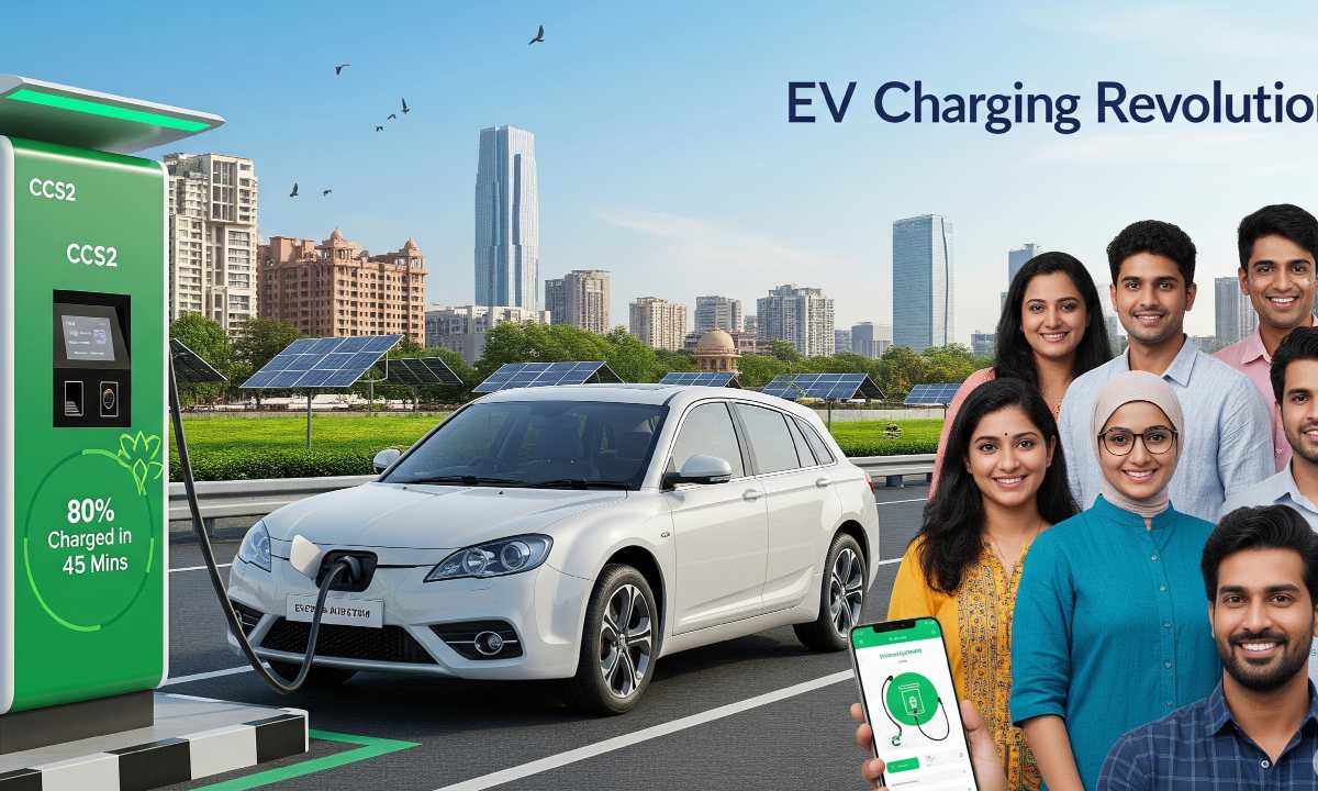 a car charging on highway